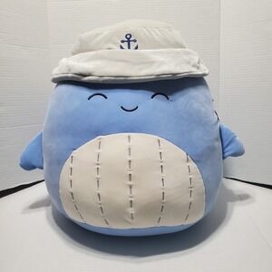 Squishmallows 16 Inch‎ Samir The Blue Whale With Sailor Hat Christmas 2024 NWT